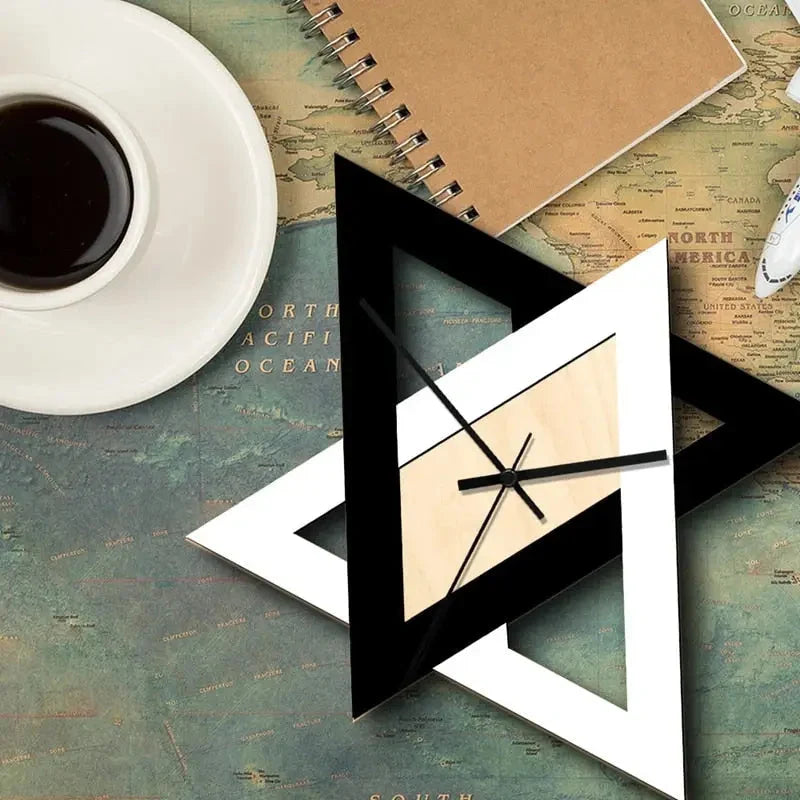 Wall Clock | Geometric Black & White Triangle