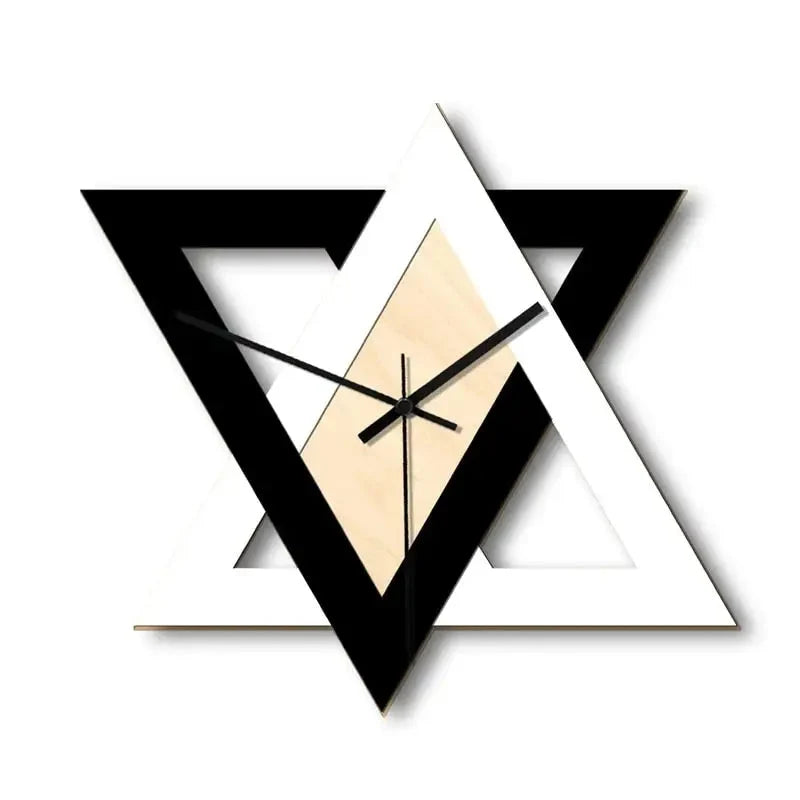 Wall Clock | Geometric Black & White Triangle