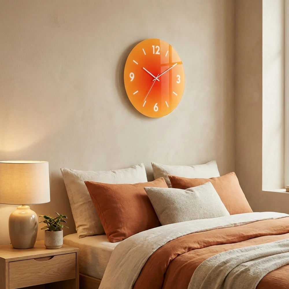 Wall Clock | Glass Case & Acrylic Dial Silent Quartz Movement | 30 cm Diameter