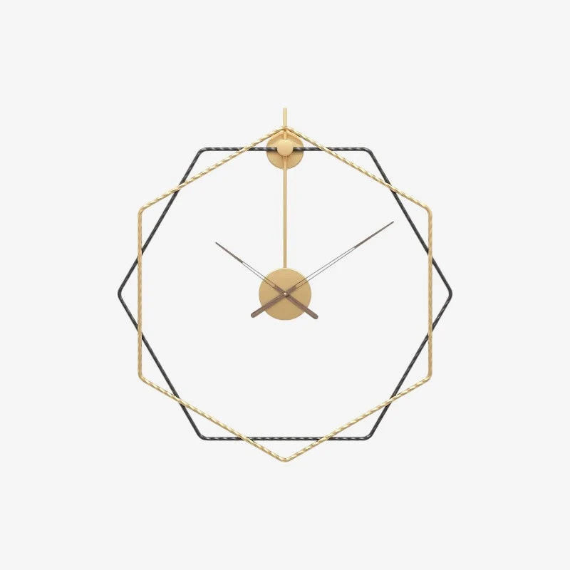 Wall Clock | Hexagonal Metal Double-Frame | 50/60 cm