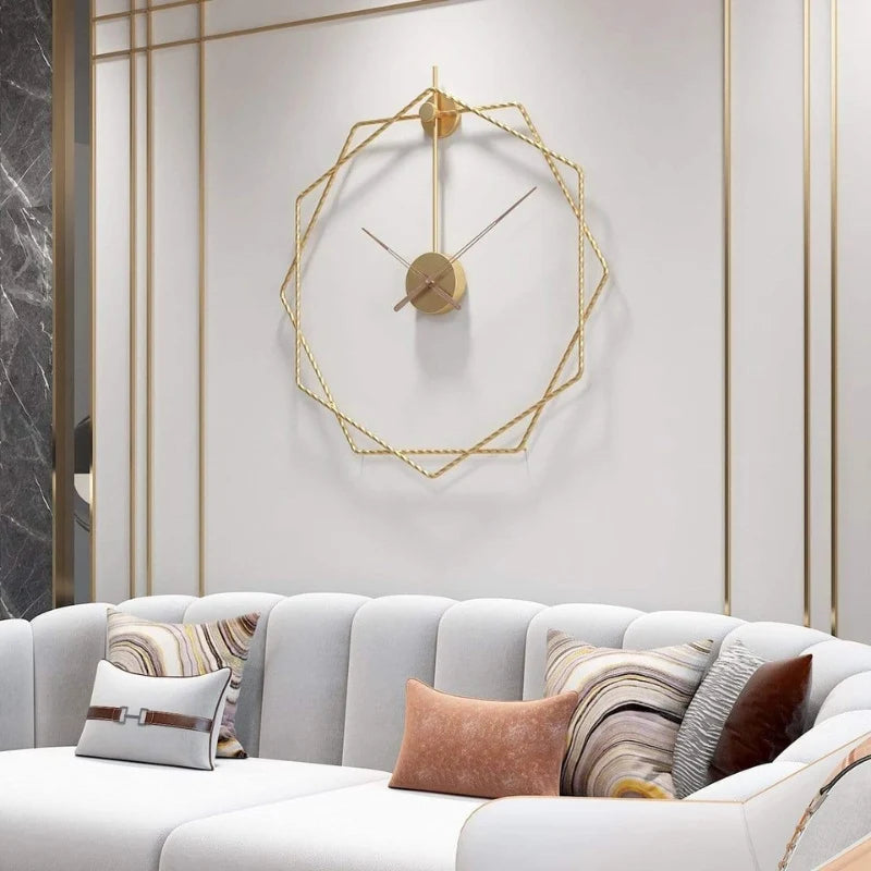 Wall Clock | Hexagonal Metal Double-Frame | 50/60 cm