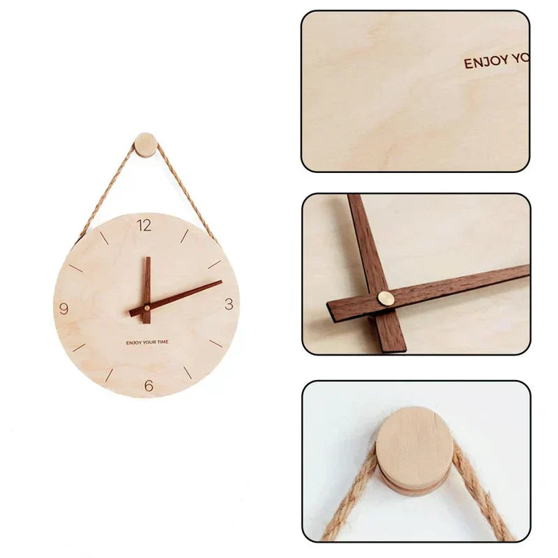 Wall Clock | Minimalist Craft Board & Walnut Hands | 30 cm