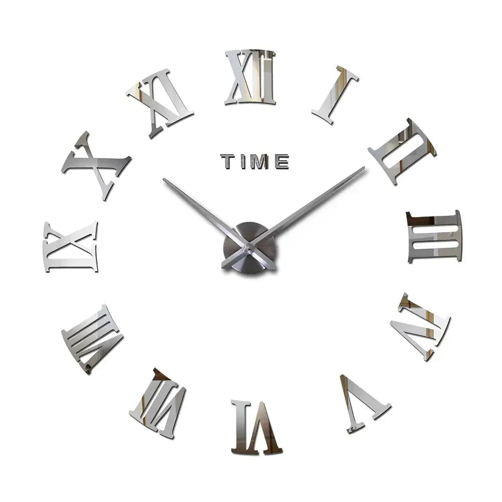 Wall Clock | Roman Numeral Sticker Design | Silent Quartz Movement