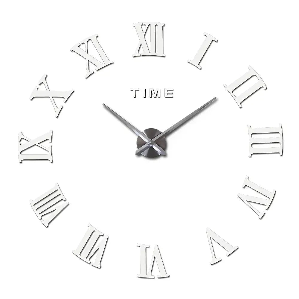 Wall Clock | Roman Numeral Sticker Design | Silent Quartz Movement