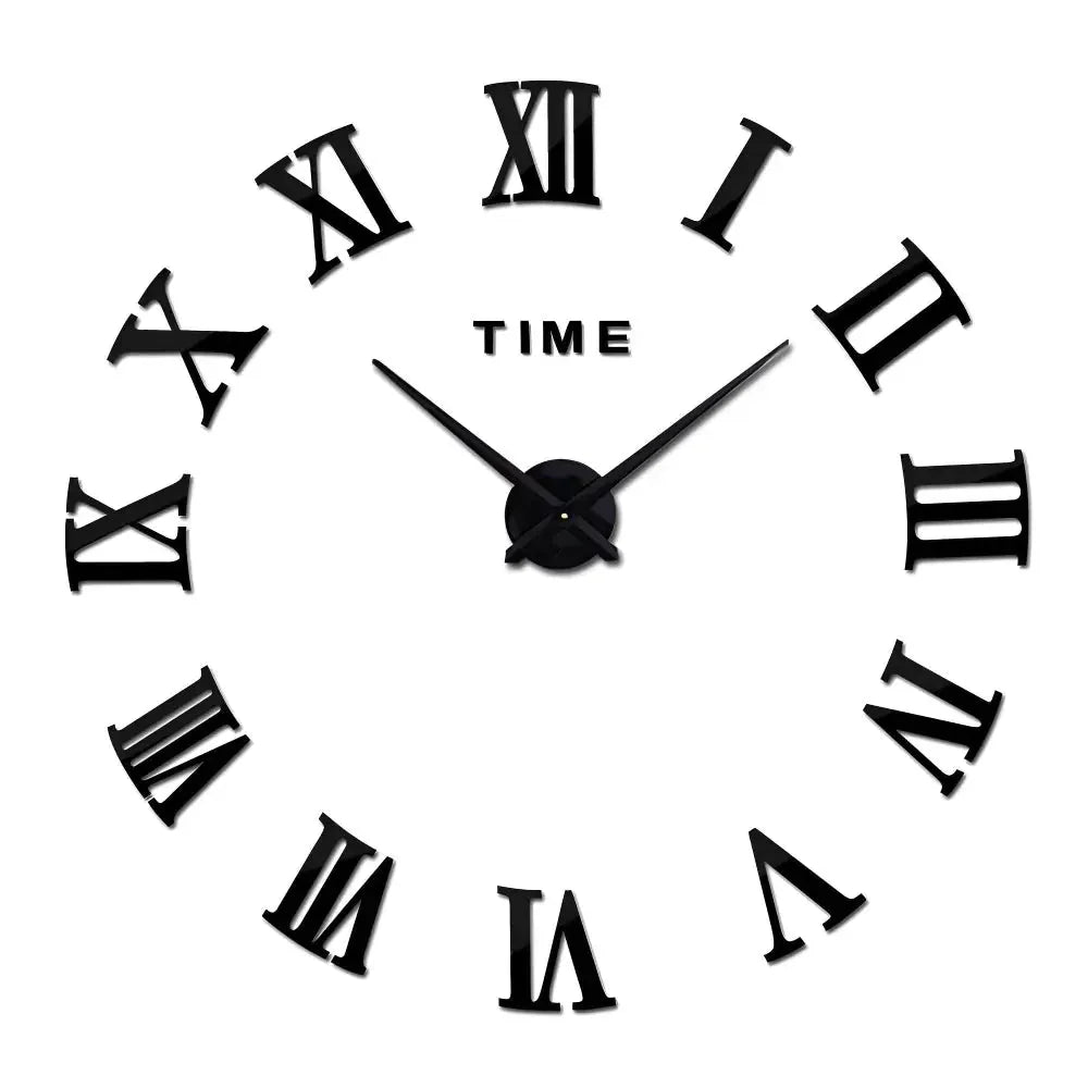 Wall Clock | Roman Numeral Sticker Design | Silent Quartz Movement