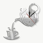 Wall Clock Set | Vintage Teapot & Kettle | Silent Quartz Movement