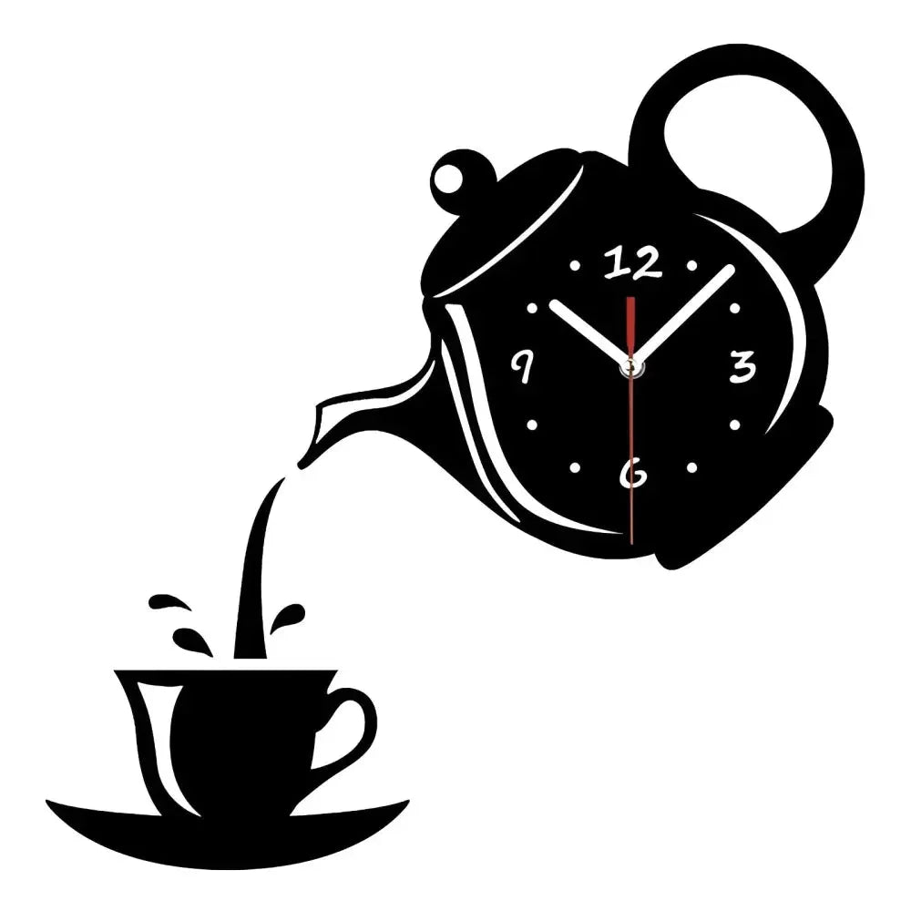 Wall Clock Set | Vintage Teapot & Kettle | Silent Quartz Movement