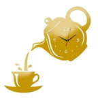 Wall Clock Set | Vintage Teapot & Kettle | Silent Quartz Movement