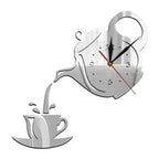 Wall Clock Set | Vintage Teapot & Kettle | Silent Quartz Movement