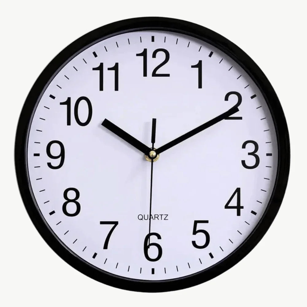 Wall Clock | Silent Analog Quartz | 10-Inch Diameter