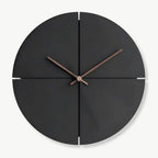 Wall Clock | Silent Movement, Black Wood & Bamboo | 28 cm
