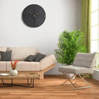 Wall Clock | Silent Movement, Black Wood & Bamboo | 28 cm