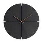 Wall Clock | Silent Movement, Black Wood & Bamboo | 28 cm