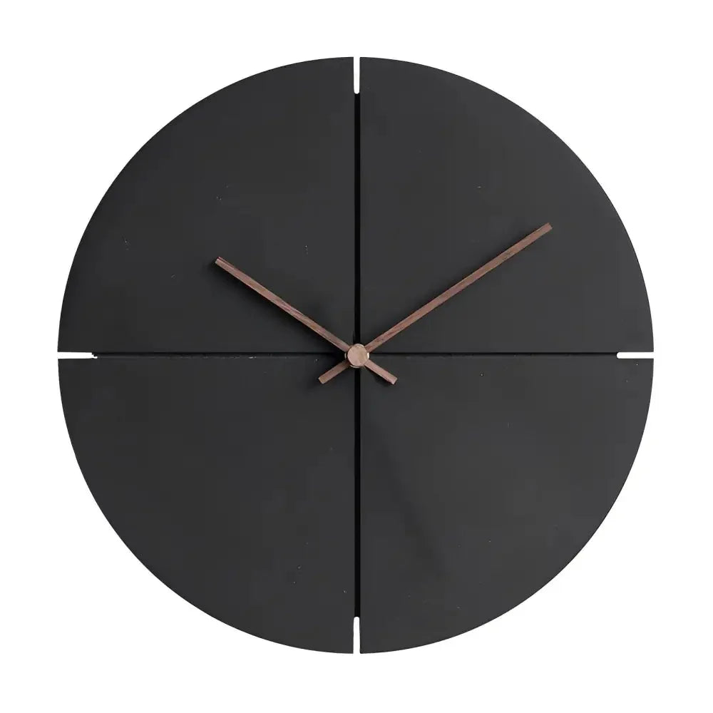 Wall Clock | Silent Movement, Black Wood & Bamboo | 28 cm