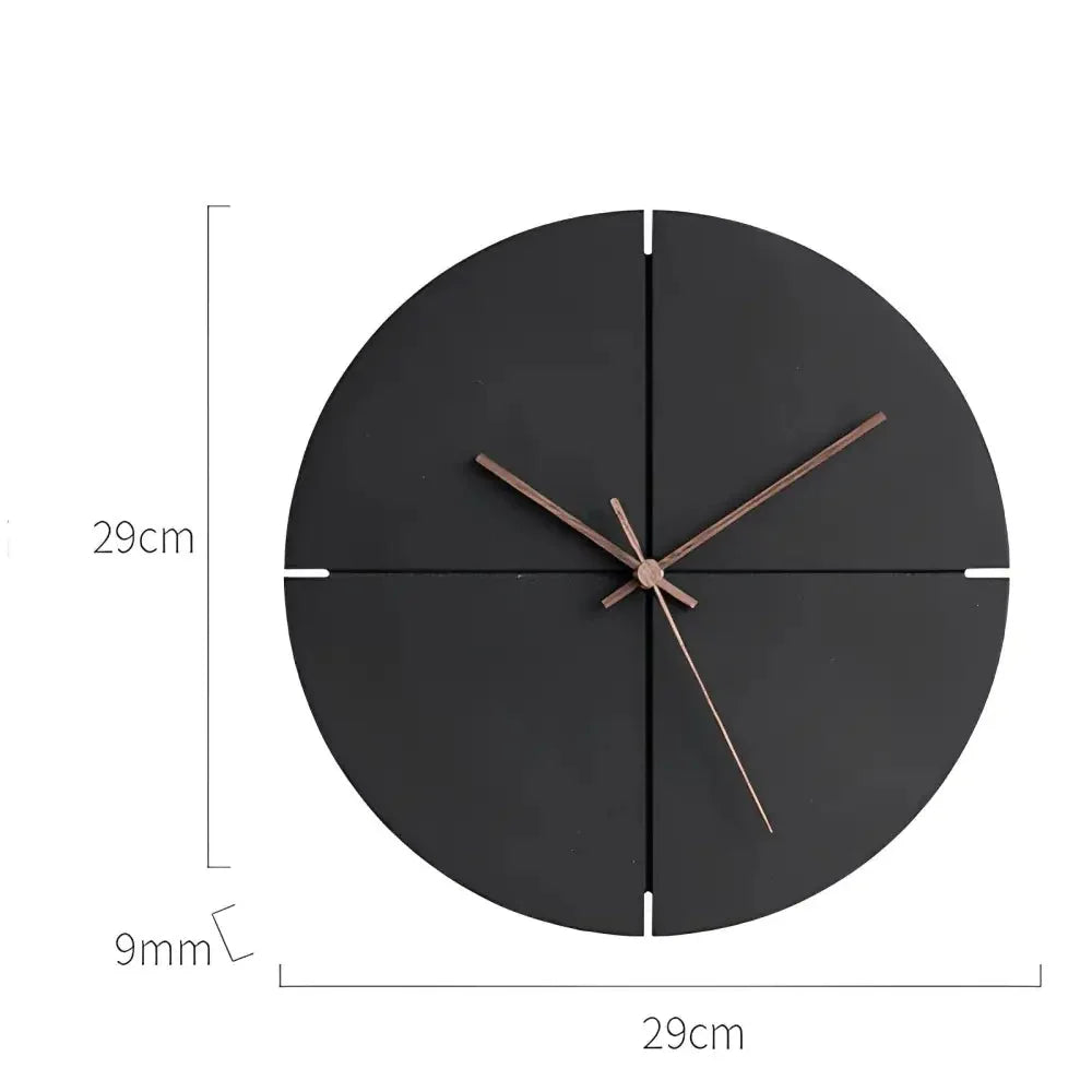 Wall Clock | Silent Movement, Black Wood & Bamboo | 28 cm