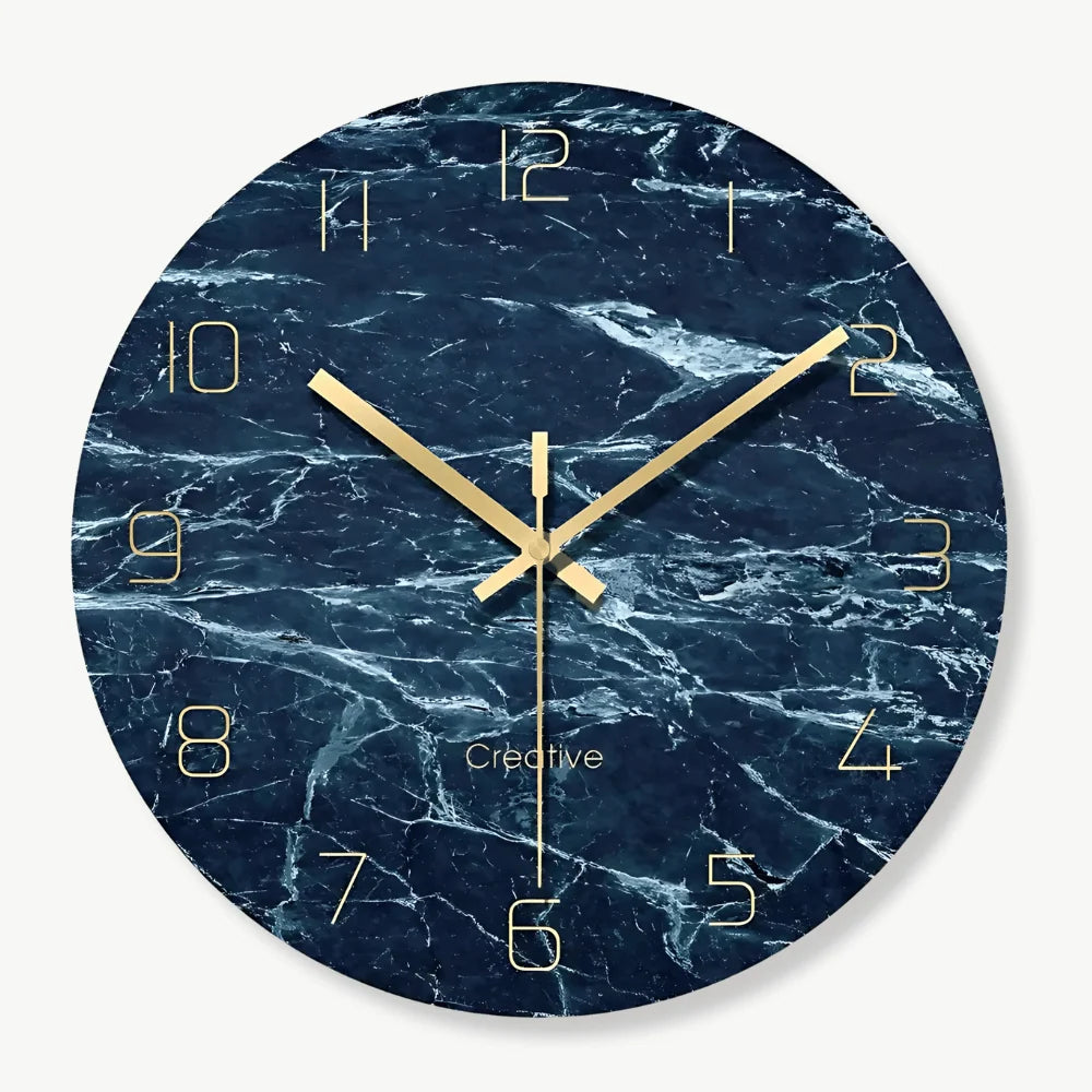 Wall Clock | Silent Quartz Movement & Glass Face | 12-Inch