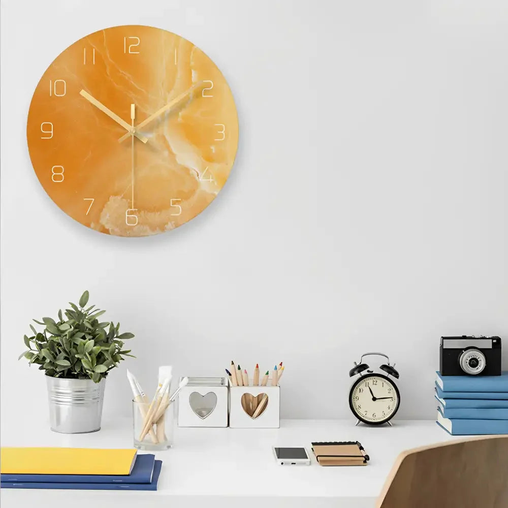 Wall Clock | Silent Quartz Movement & Glass Face | 12-Inch