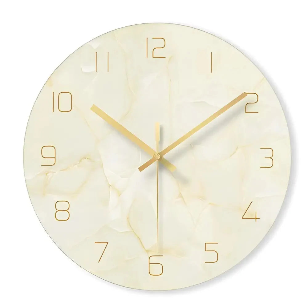 Wall Clock | Silent Quartz Movement & Glass Face | 12-Inch