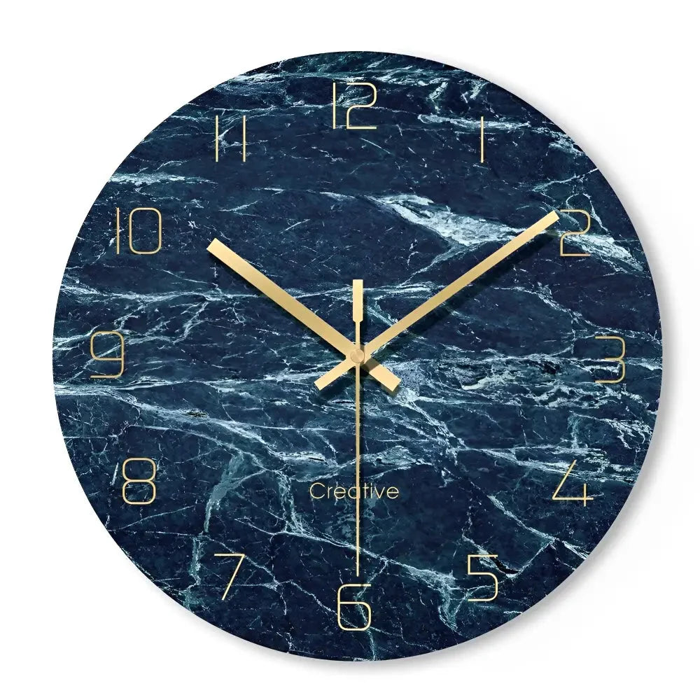 Wall Clock | Silent Quartz Movement & Glass Face | 12-Inch