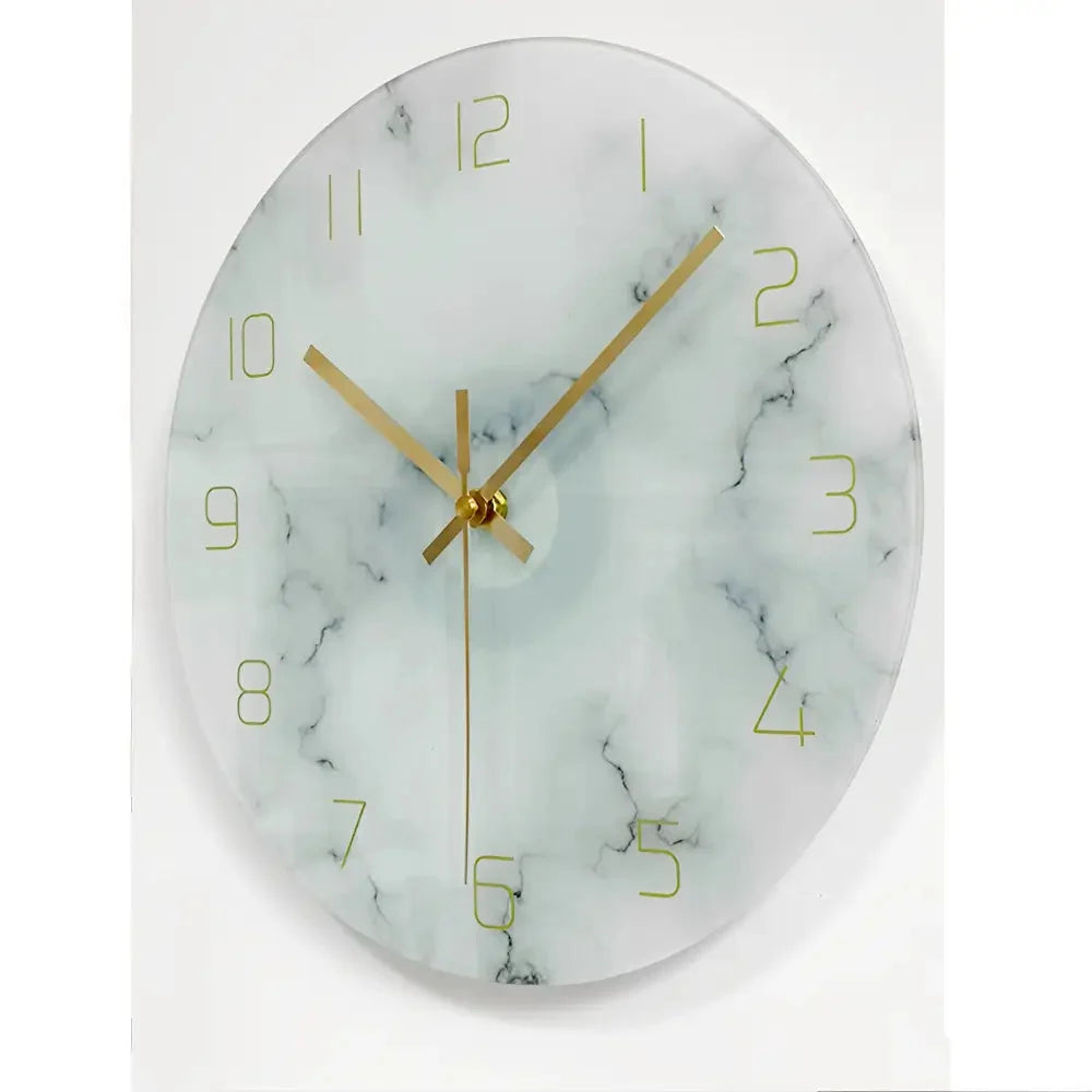 Wall Clock | Silent Quartz Movement & Glass Face | 12-Inch