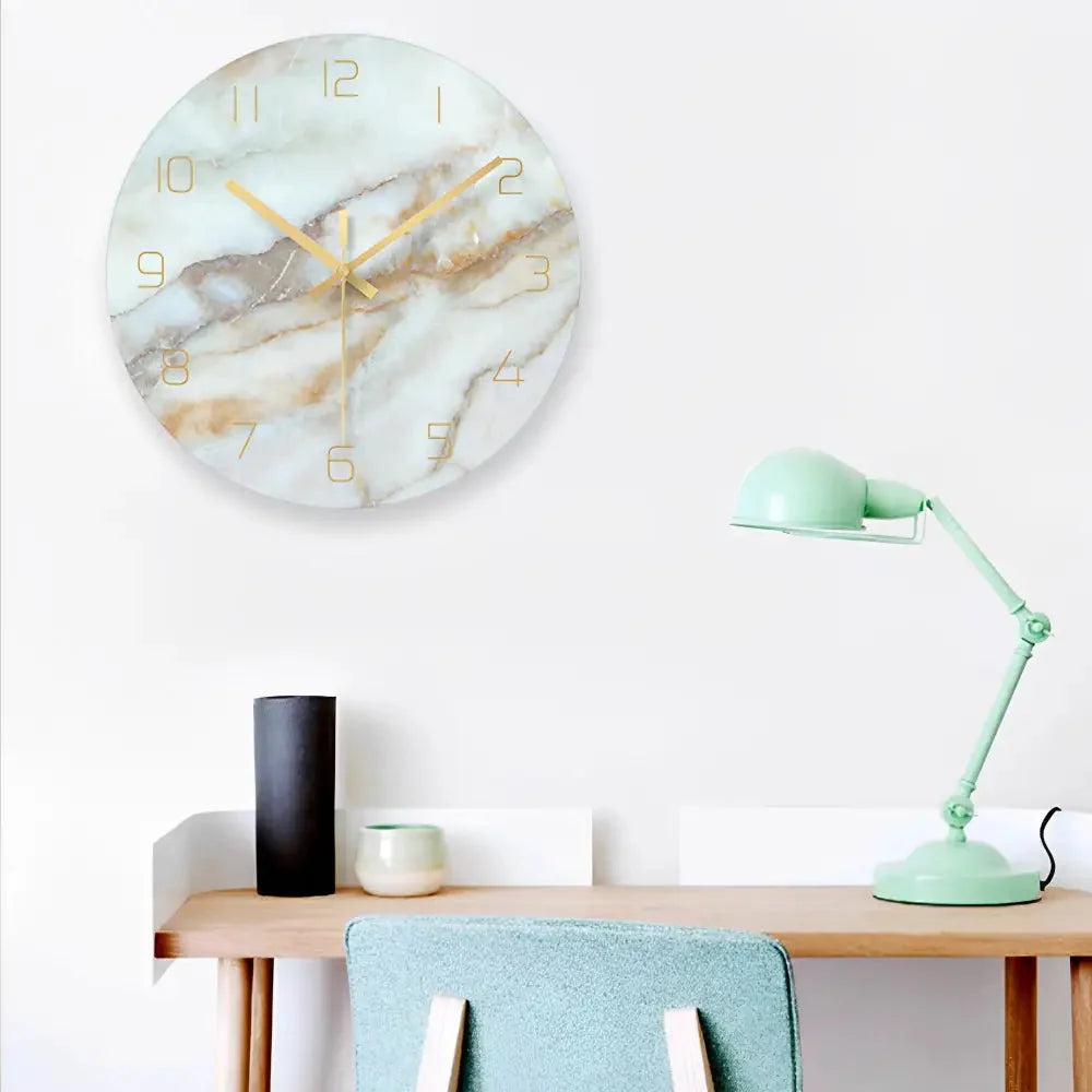 Wall Clock | Silent Quartz Movement & Glass Face | 12-Inch