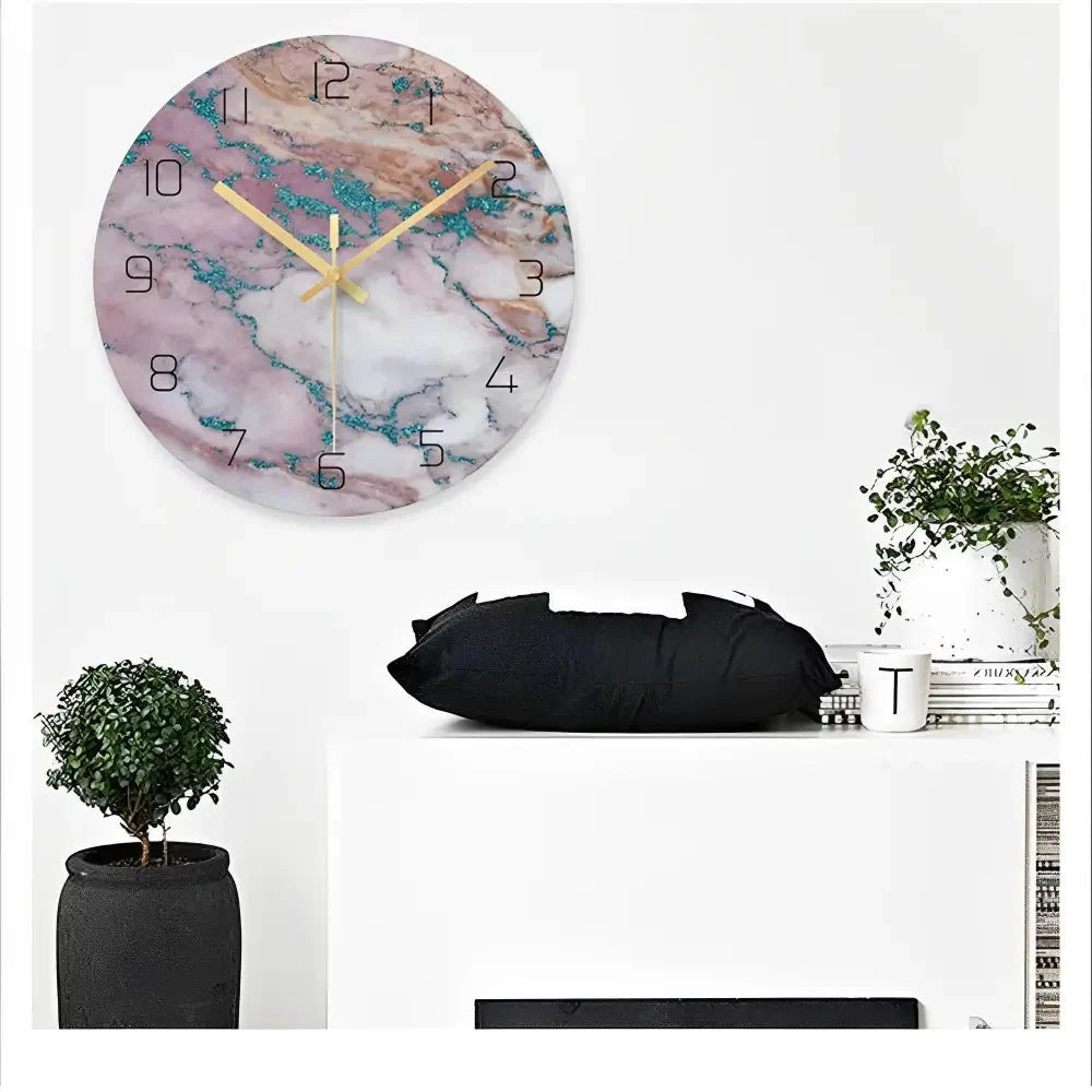 Wall Clock | Silent Quartz Movement & Glass Face | 12-Inch