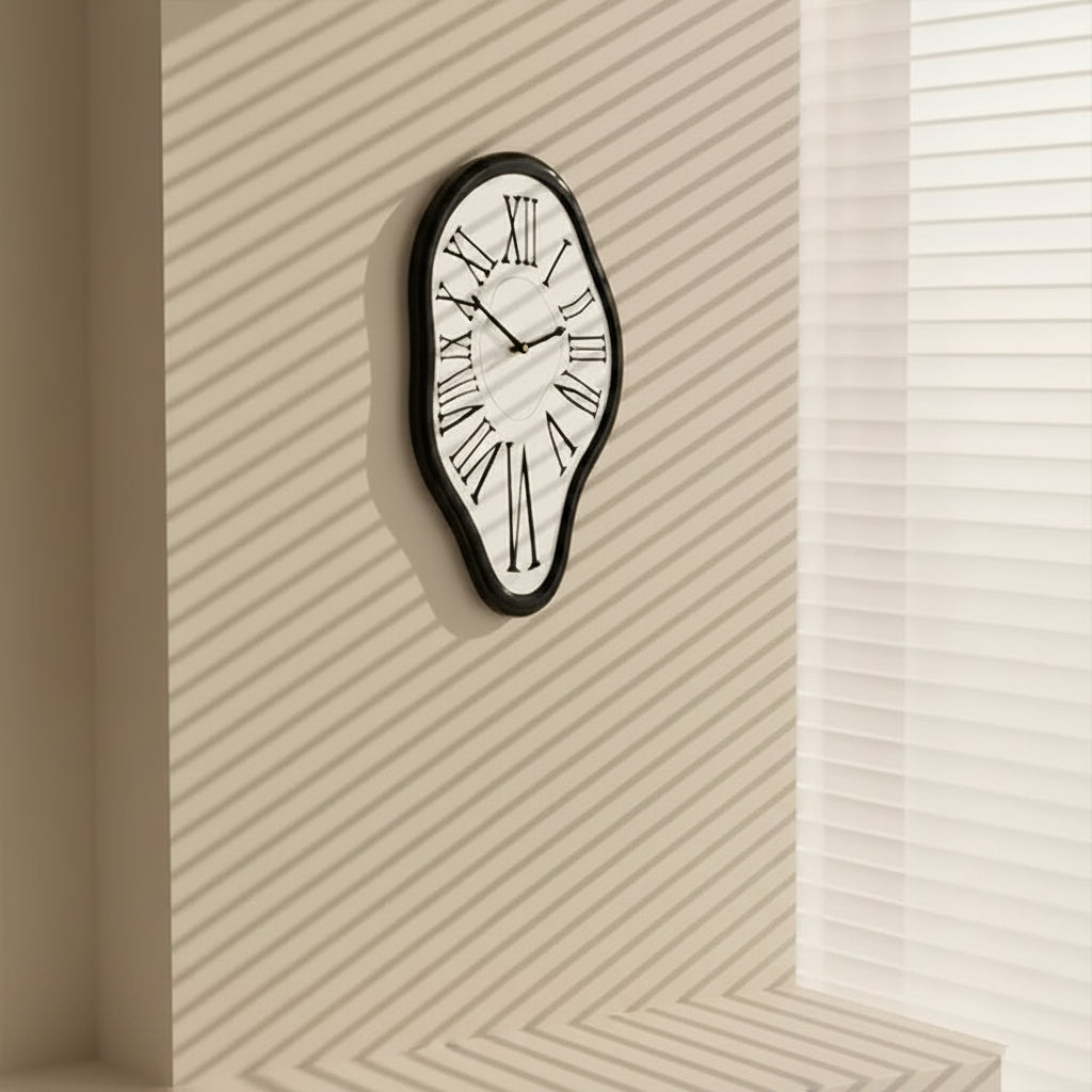 Wall Clock | Distorted Roman Numerals | Acrylic Face & Silent Movement
