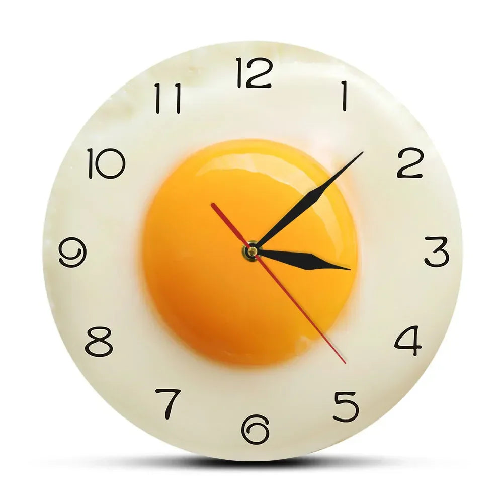 Wall Clock | 3D Fried Egg Design | Acrylic Face, 30 cm