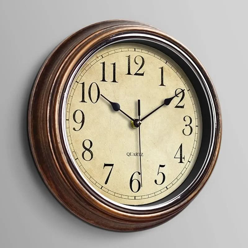 Wall Clock | Classic Deep Brown Frame | Silent Movement, 30 cm