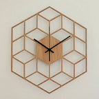 Wall Clock | Hexagonal Bamboo Wood Face | Silent Operation