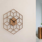 Wall Clock | Hexagonal Bamboo Wood Face | Silent Operation