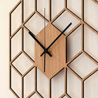 Wall Clock | Hexagonal Bamboo Wood Face | Silent Operation