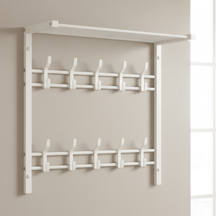 Wall Coat Rack | Shelf, Hooks & Clothes Rail | Space-Saving