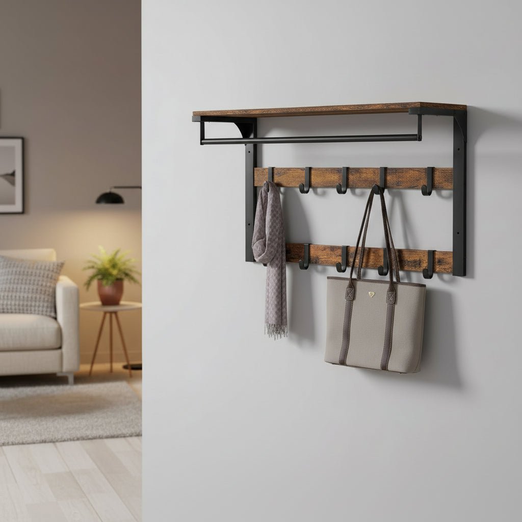Wall Coat Rack | Shelf, Hooks & Clothes Rail | Space-Saving