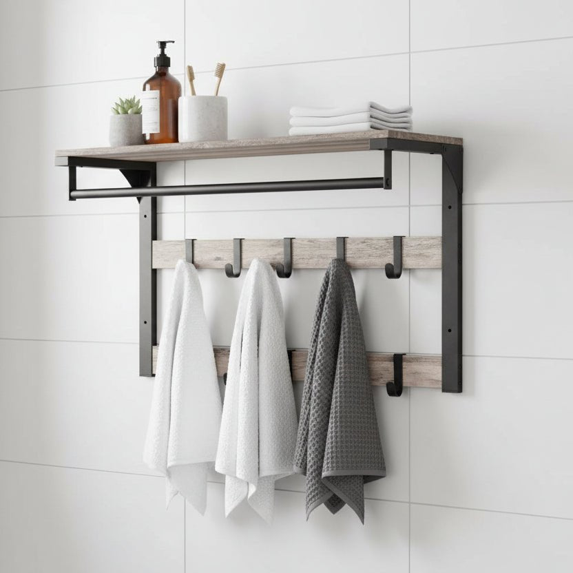 Wall Coat Rack | Shelf, Hooks & Clothes Rail | Space-Saving