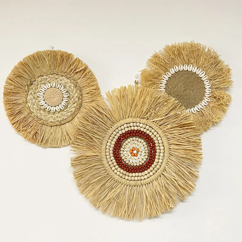 Wall Hanging | Boho Handmade Raffia & Bamboo Loop