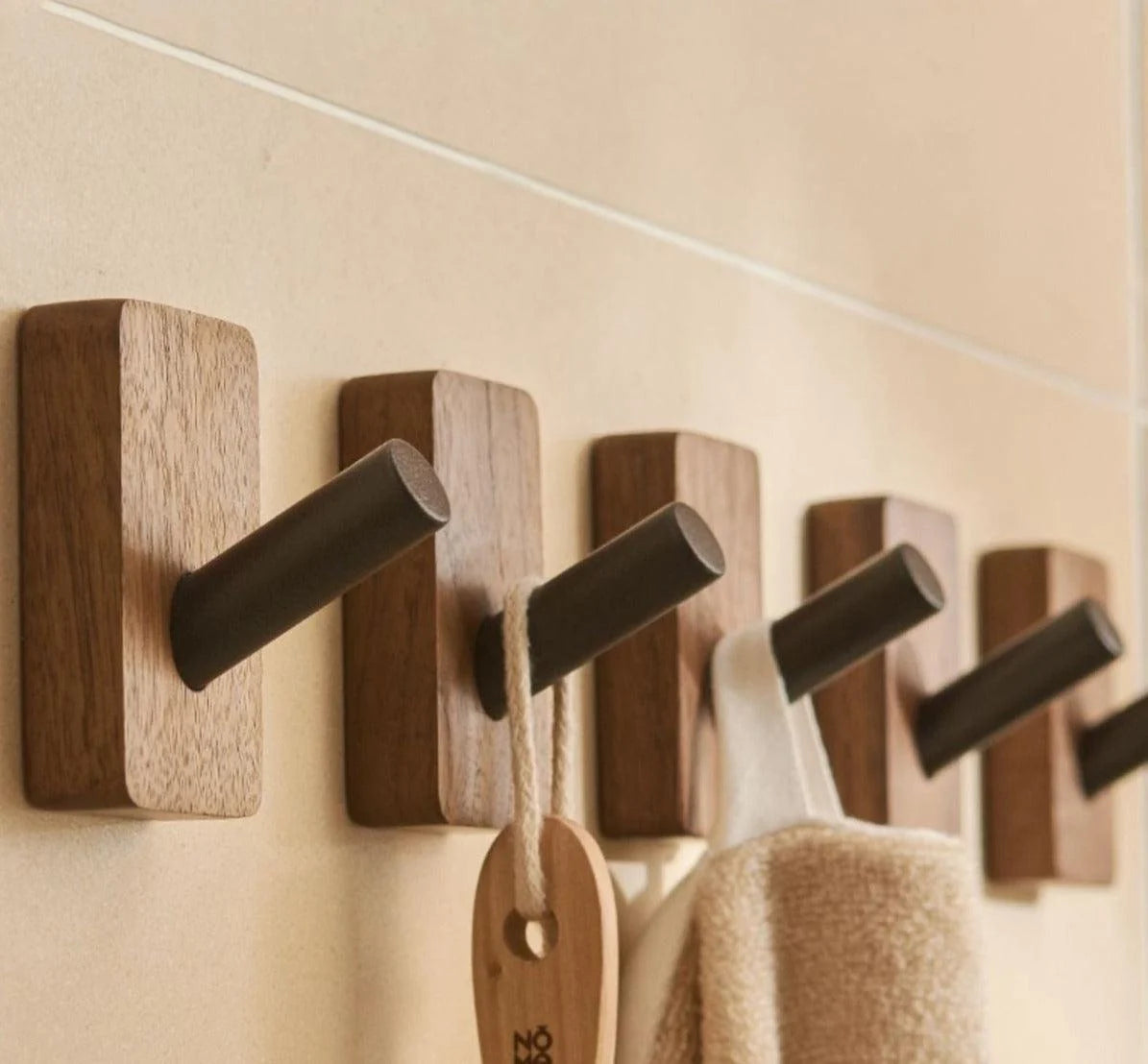 Wall Hooks | Self-Adhesive Beech, Oak & Walnut