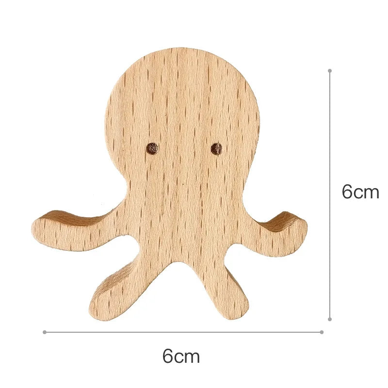 Wall Hooks | Wooden Animal Design & Dual Mounting Options