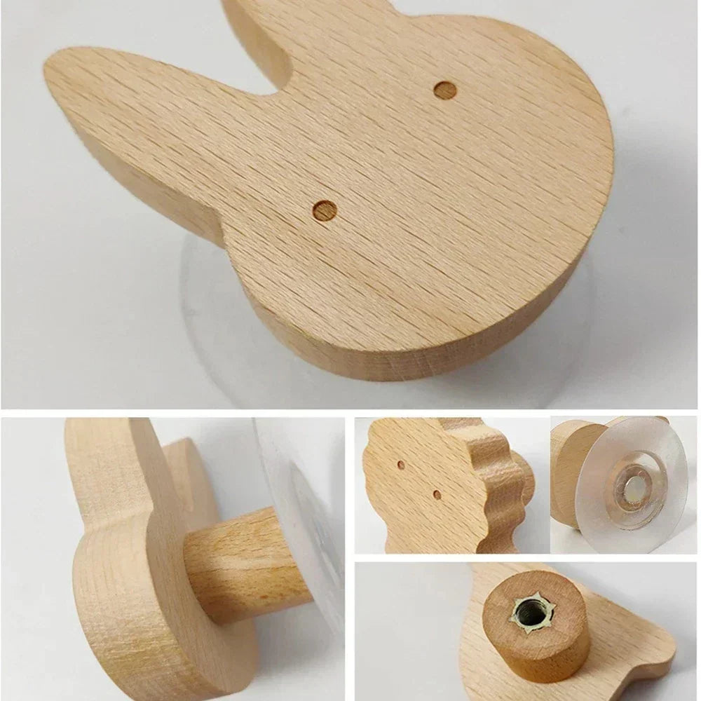 Wall Hooks | Wooden Animal Design & Dual Mounting Options
