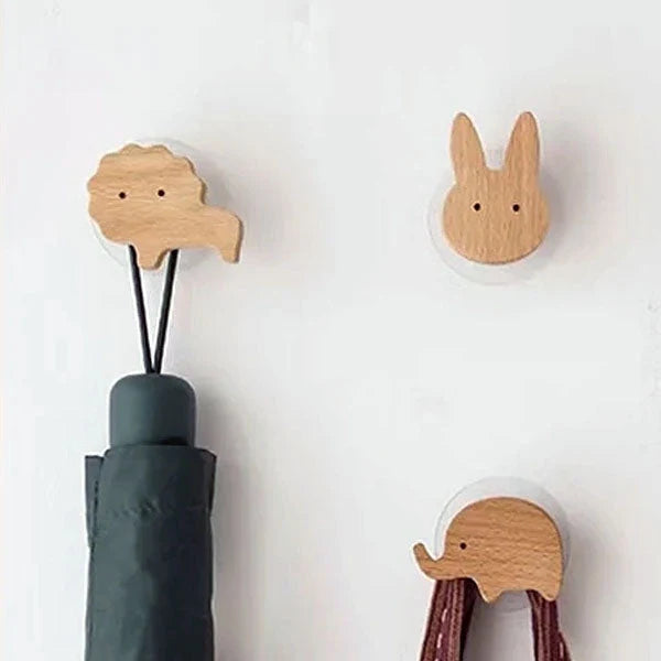 Wall Hooks | Wooden Animal Design & Dual Mounting Options