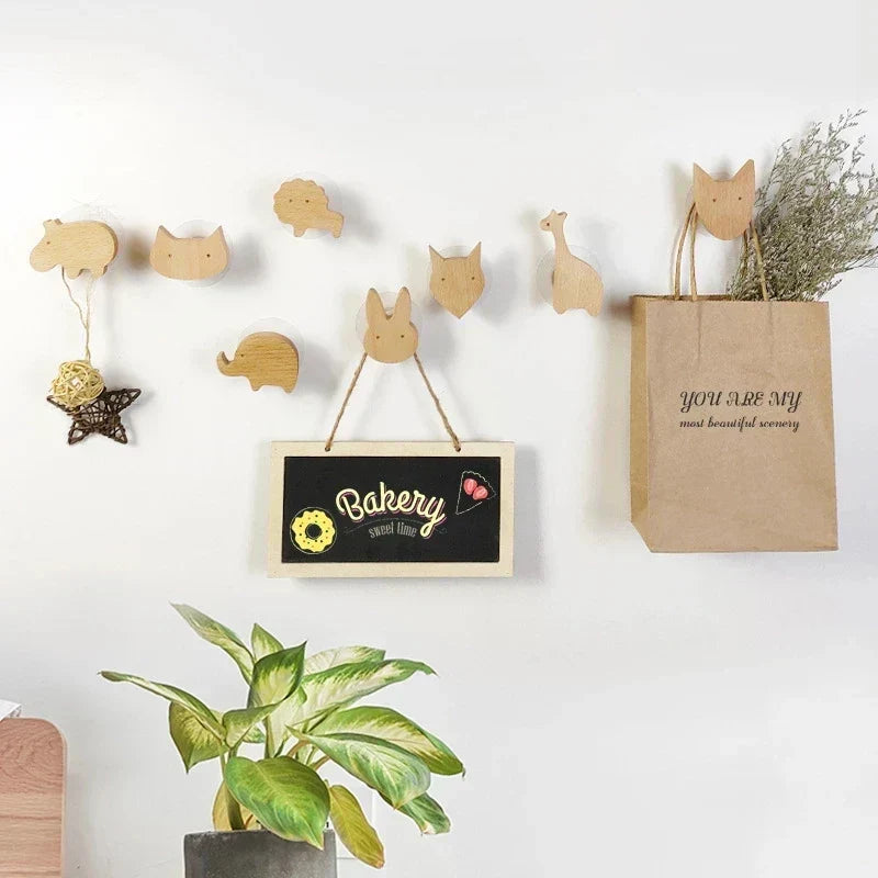 Wall Hooks | Wooden Animal Design & Dual Mounting Options