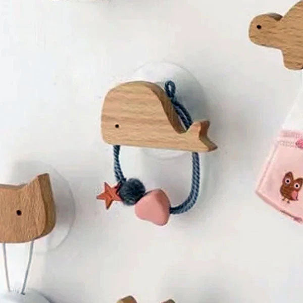 Wall Hooks | Wooden Animal Design & Dual Mounting Options