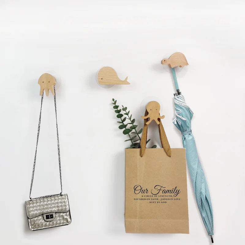 Wall Hooks | Wooden Animal Design & Dual Mounting Options