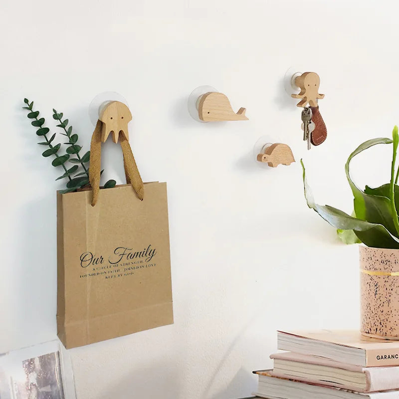 Wall Hooks | Wooden Animal Design & Dual Mounting Options
