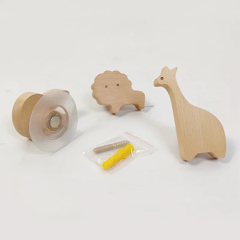 Wall Hooks | Wooden Animal Design & Dual Mounting Options