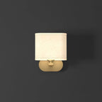 Wall Lamp | Brass Body & Linen Shade | Damp-Rated, Two Sizes