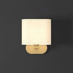 Wall Lamp | Brass Body & Linen Shade | Damp-Rated, Two Sizes