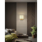 Wall Lamp | Brass Body & Linen Shade | Damp-Rated, Two Sizes