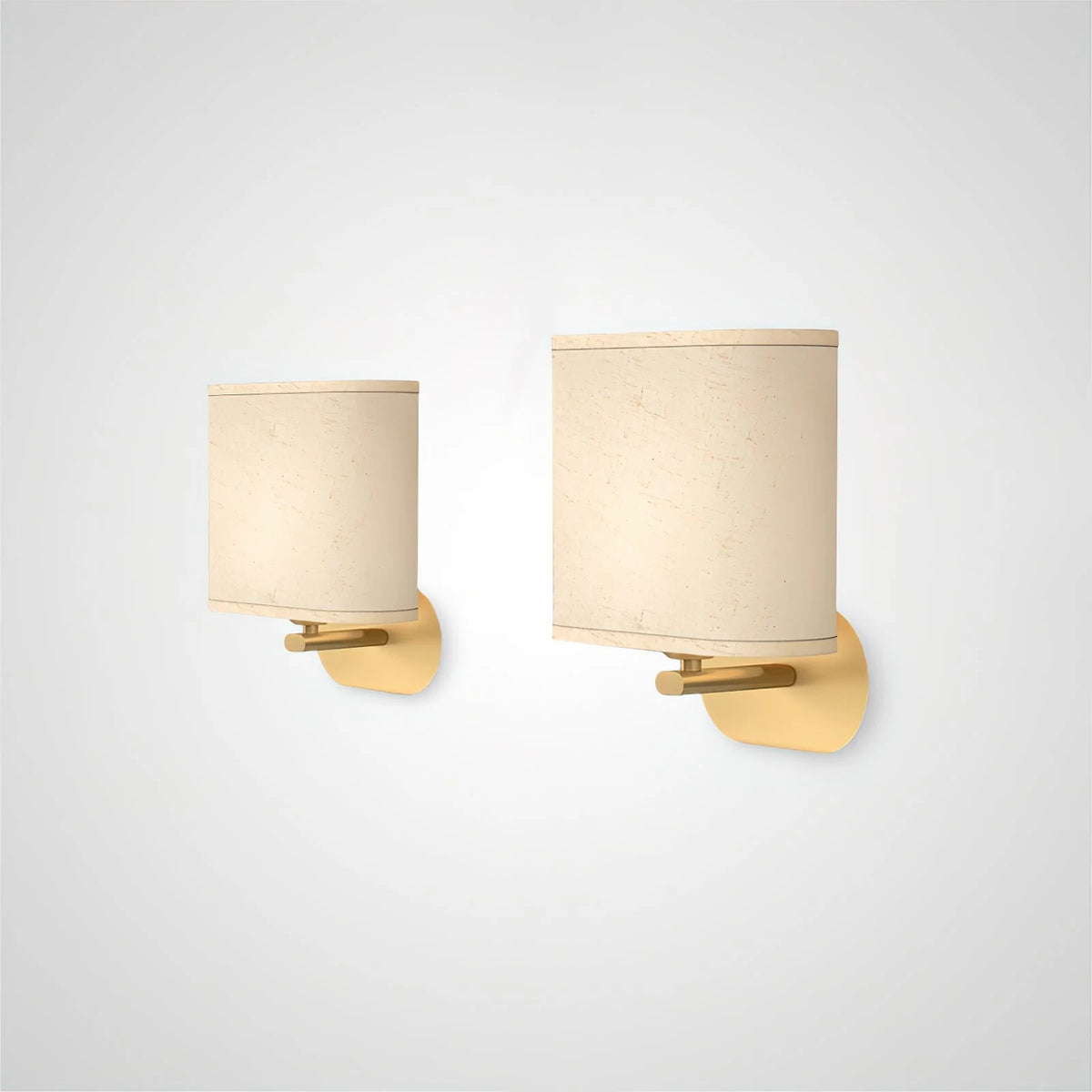 Wall Lamp | Brass Body & Linen Shade | Damp-Rated, Two Sizes