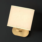 Wall Lamp | Brass Body & Linen Shade | Damp-Rated, Two Sizes